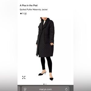A Pea in the Pod Black Quilted Maternity Coat